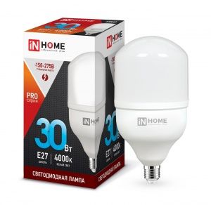 Лампа светодиодная LED-HP-PRO 30Вт 230В Е27 4000К БЕЛЫЙ СВЕТ  2700Лм IN HOME