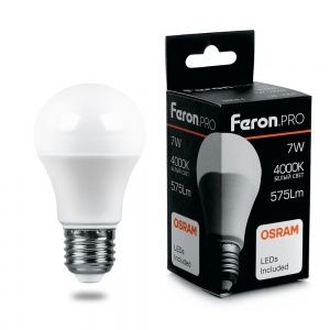 Лампа светодиодная, (7W) 230V E27 2700K A55, LB-1007 FERON