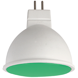 Ecola MR16  LED color 7,0W 220V GU5.3 Green Зеленый матовое стекло (композит) 47х50