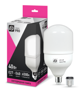 Лампа светодиодная LED- HP-PRO  40Вт 220В Е27 с адаптером Е40 6500К 3600Лм ASD