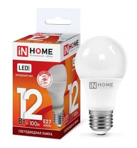 Лампа светодиодная LED-A60-VC 12Вт 230В Е27 6500К 1080Лм IN HOME