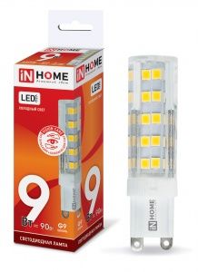 Лампа светодиодная LED-JCD-VC 9Вт 230В G9 6500К 810Лм IN HOME