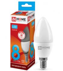 Лампа светодиодная LED-СВЕЧА-VC 8Вт 230В Е14 4000Кбелый свет 600Лм IN HOME