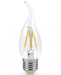 Лампа светодиодная LED-СВЕЧА НА ВЕТРУ-deco 5Вт 230В Е27 4000К 450Лм прозрачная IN HOME