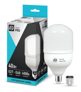 Лампа светодиодная LED- HP-PRO  40Вт 220В Е27 с адаптером Е40 4000К 3600Лм ASD 