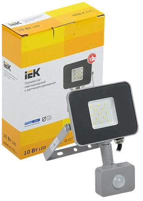 Прожектор светодиодный СДО 07-10Д с датчиком движения IP54 серый IEK
