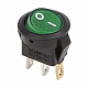 Выключатель клавишный круглый 250V 3А (3с) ON-OFF зеленый  с подсветкой  Micro  REXANT