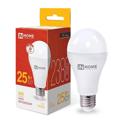 Лампа светодиодная LED-A65-VC 25Вт 230В Е27 3000К ТЕПЛЫЙ 2380Лм IN HOME