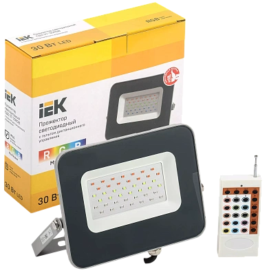 Прожектор светодиодный СДО 07-30RGB multicolor IP65 серый IEK
