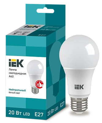 лампа светодиодная a70 груша 20вт 230в 4000к e27 iek