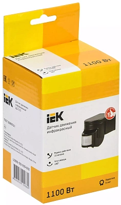 Датчик движения ДД-012 1100Вт 180град 12м IP44 черный IEK