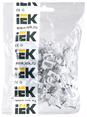 Скоба 12мм плоская пластиковая (100шт) IEK