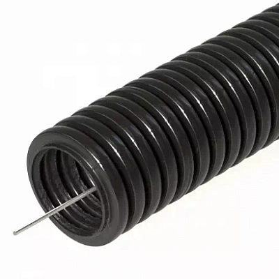 Труба гофрированная ПНД (HF) черная с/з d32 мм (25м упак) Строитель