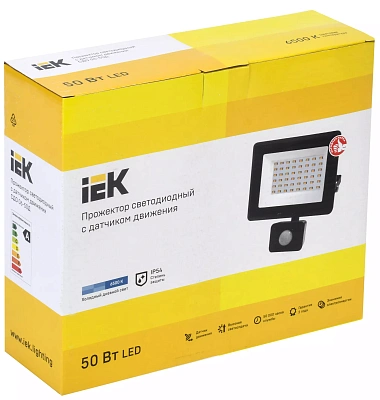Прожектор СДО 06-50Д светодиодный черный с ДД IP54 6500K IEK