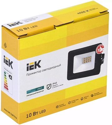 Прожектор светодиодный СДО 06-10 IP65 4000K черный IEK