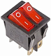 Выключатель клавишный 250V 15А (6с) ON-OFF красный  с подсветкой  ДВОЙНОЙ  REXANT