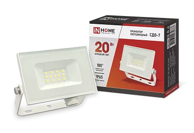 Прожектор светодиодный СДО-7 20Вт 230В 6500К IP65 белый IN HOME