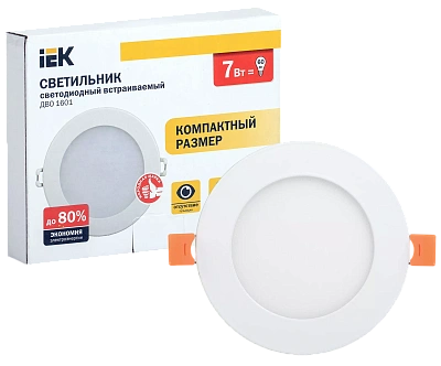 Светильник ДВО 1601 белый круг LED 7Вт 3000 IP20 IEK