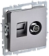 BRITE Розетка двойная TV+RJ45 кат.5E РТВ/РК12-БрС сталь IEK