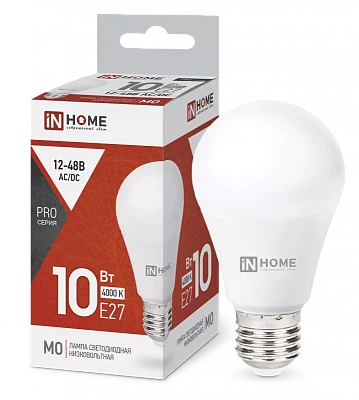 Лампа светодиодная низковольтная LED-MO-PRO 10Вт 12-48В Е27 4000К БЕЛЫЙ 900Лм IN HOME