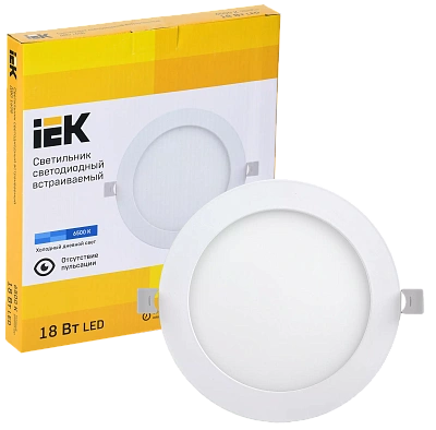 Светильник ДВО 1608 белый, круг LED 18Вт 6500 IP20 IEK