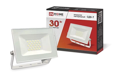 Прожектор светодиодный СДО-7 30Вт 230В 6500К IP65 белый IN HOME