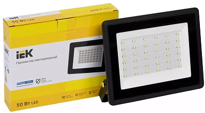 Прожектор СДО 06-50 светодиодный черный IP65 6500 K IEK