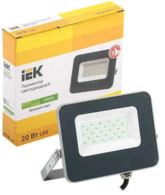 Прожектор светодиодный СДО 07-20G green IP65 серый IEK